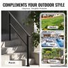 Outdoor Handrails for Steps, 4-5 Step Stair Rail Kit, Black Square Tube with Horizontal Bar, Carbon Steel Support Rails for Seniors