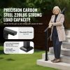 Outdoor Handrails for Steps, 4-5 Step Stair Rail Kit, Black Square Tube with Horizontal Bar, Carbon Steel Support Rails for Seniors